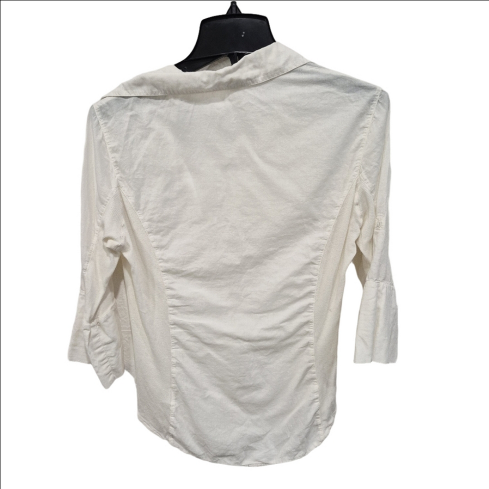 James Perse Contrast Panel Rib Surplus White Button-Up Shirt - Picture 6 of 10
